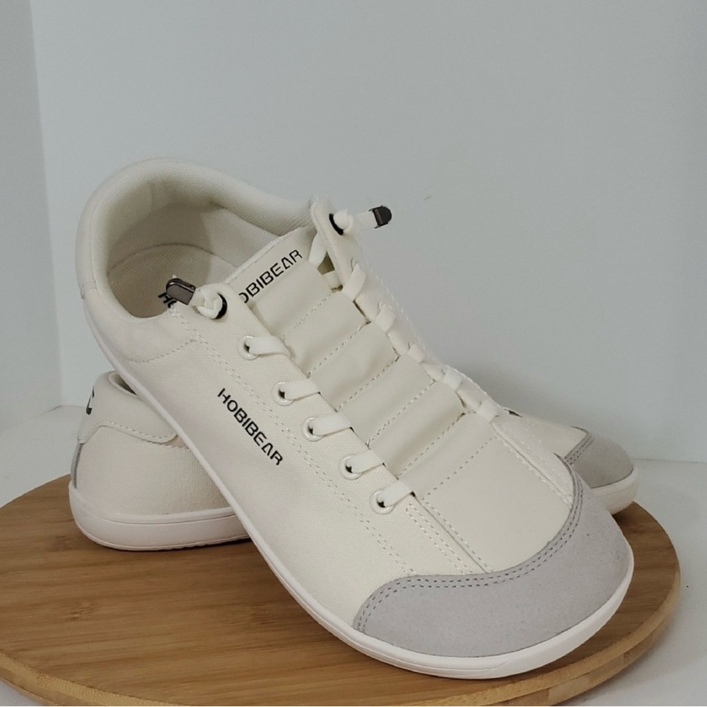 Hobibear Barefoot Minimalist Wide Toe Box Canvas Slip-On Sneakers Cream Unisex